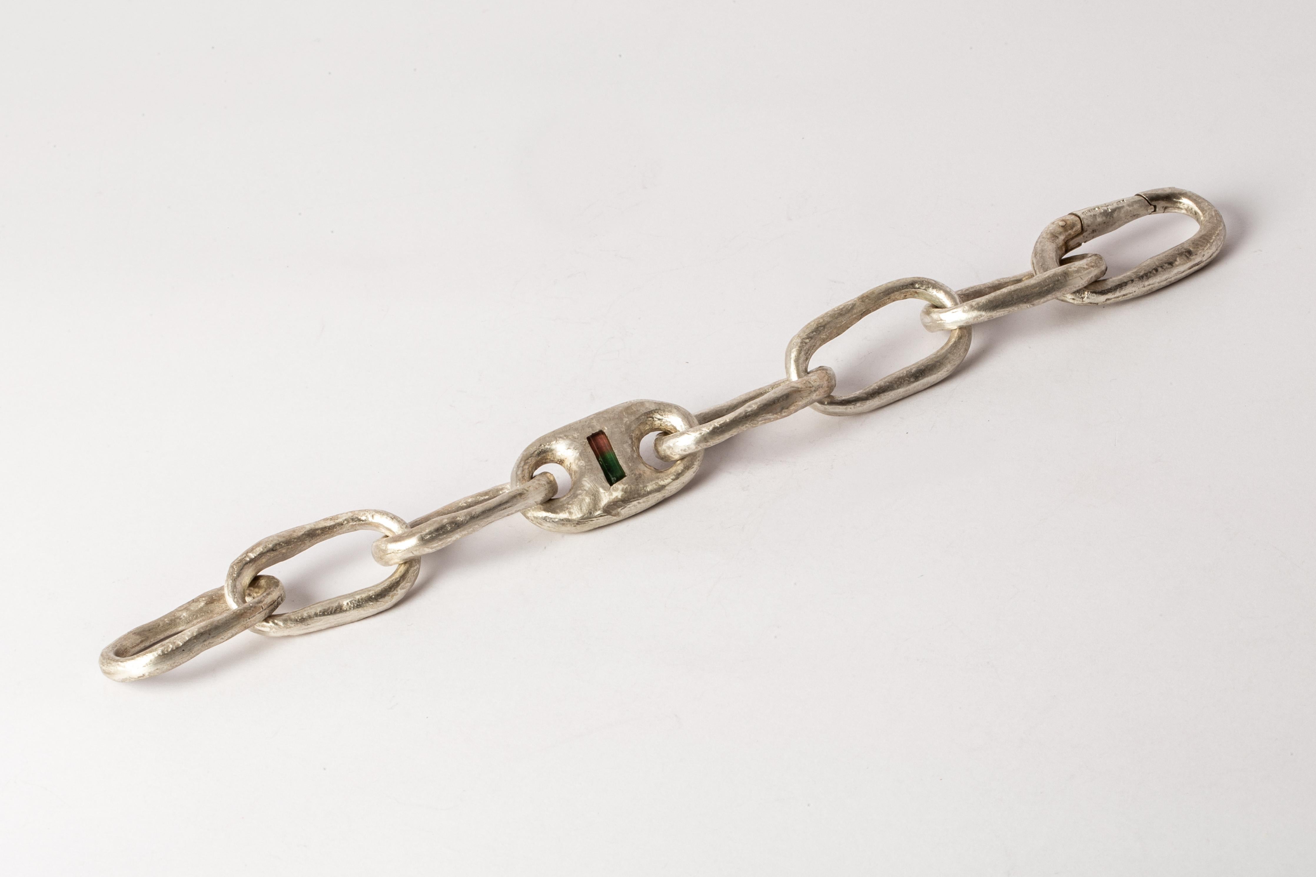 Women's or Men's Roman Small Link Bracelet w/ Small Closed Link (1-Setting, Elbaite, MA+ELB) For Sale