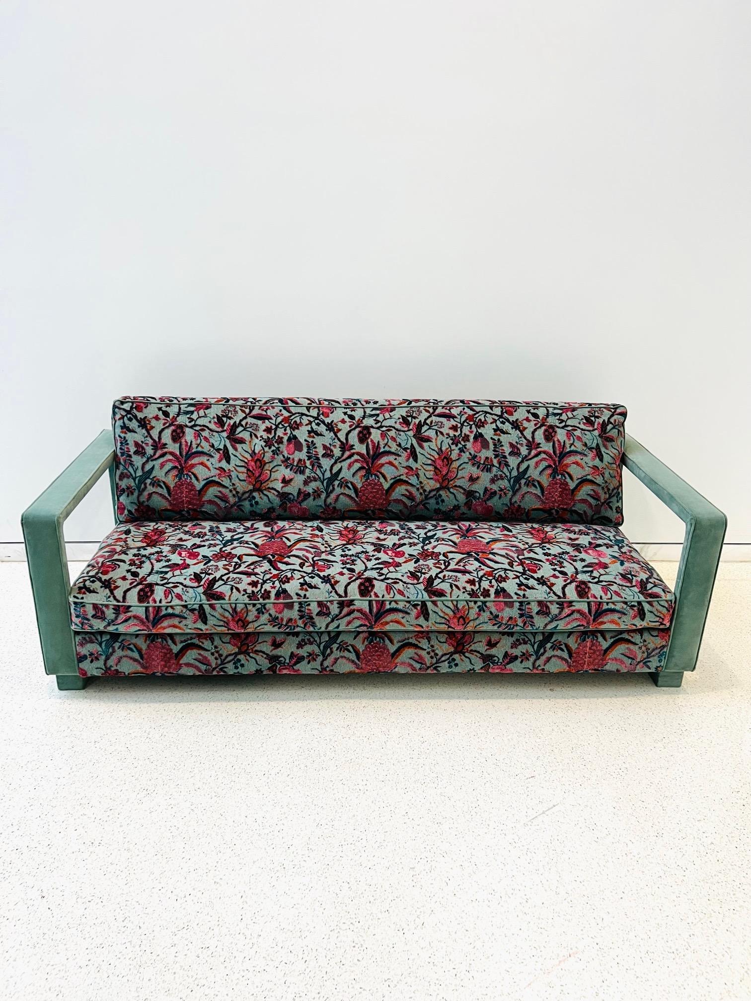 Art Deco Roman Sofa by La Maison Pierre Frey in Exquisite Openwork Velvet