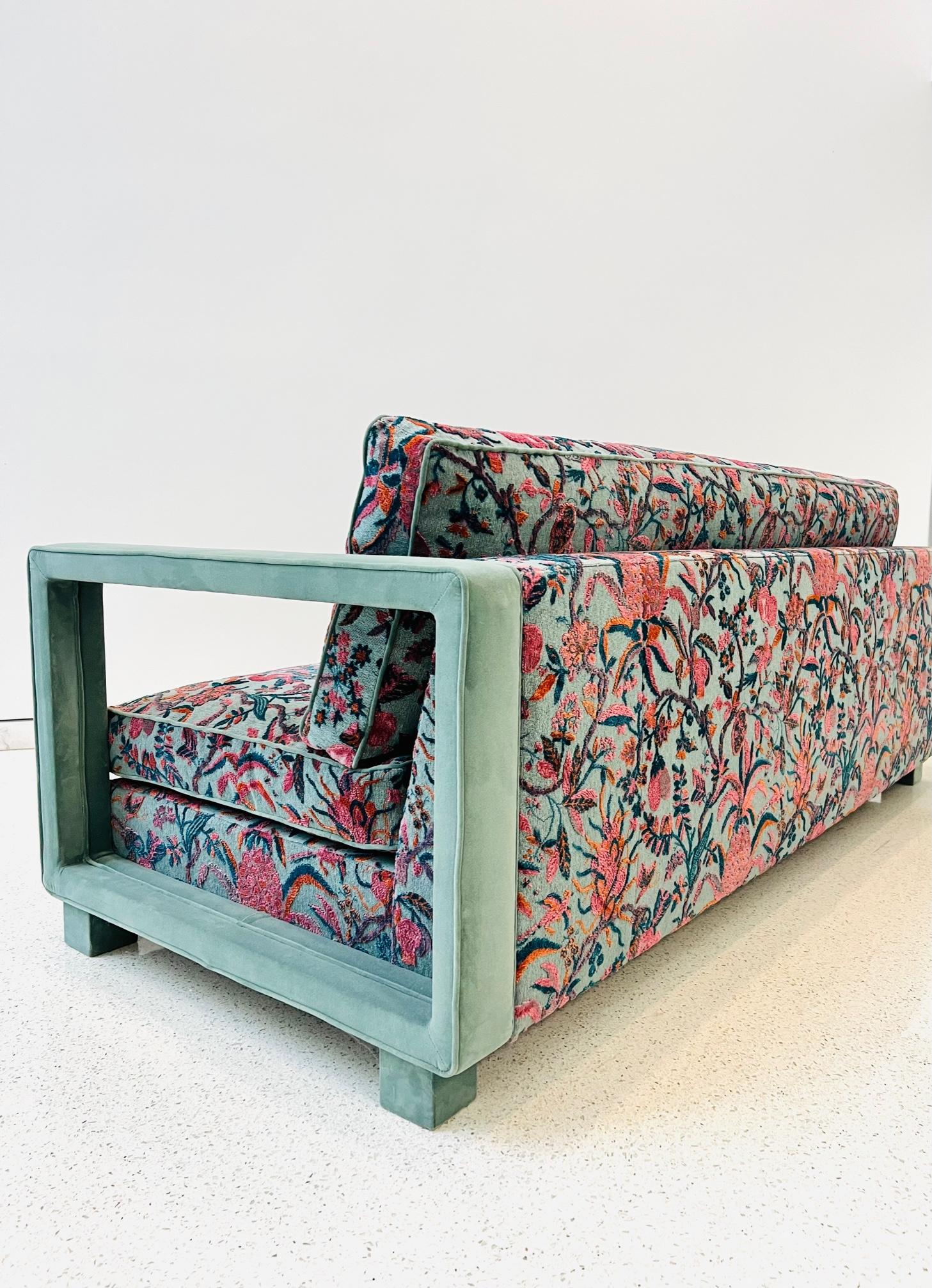 Hand-Crafted Roman Sofa by La Maison Pierre Frey in Exquisite Openwork Velvet