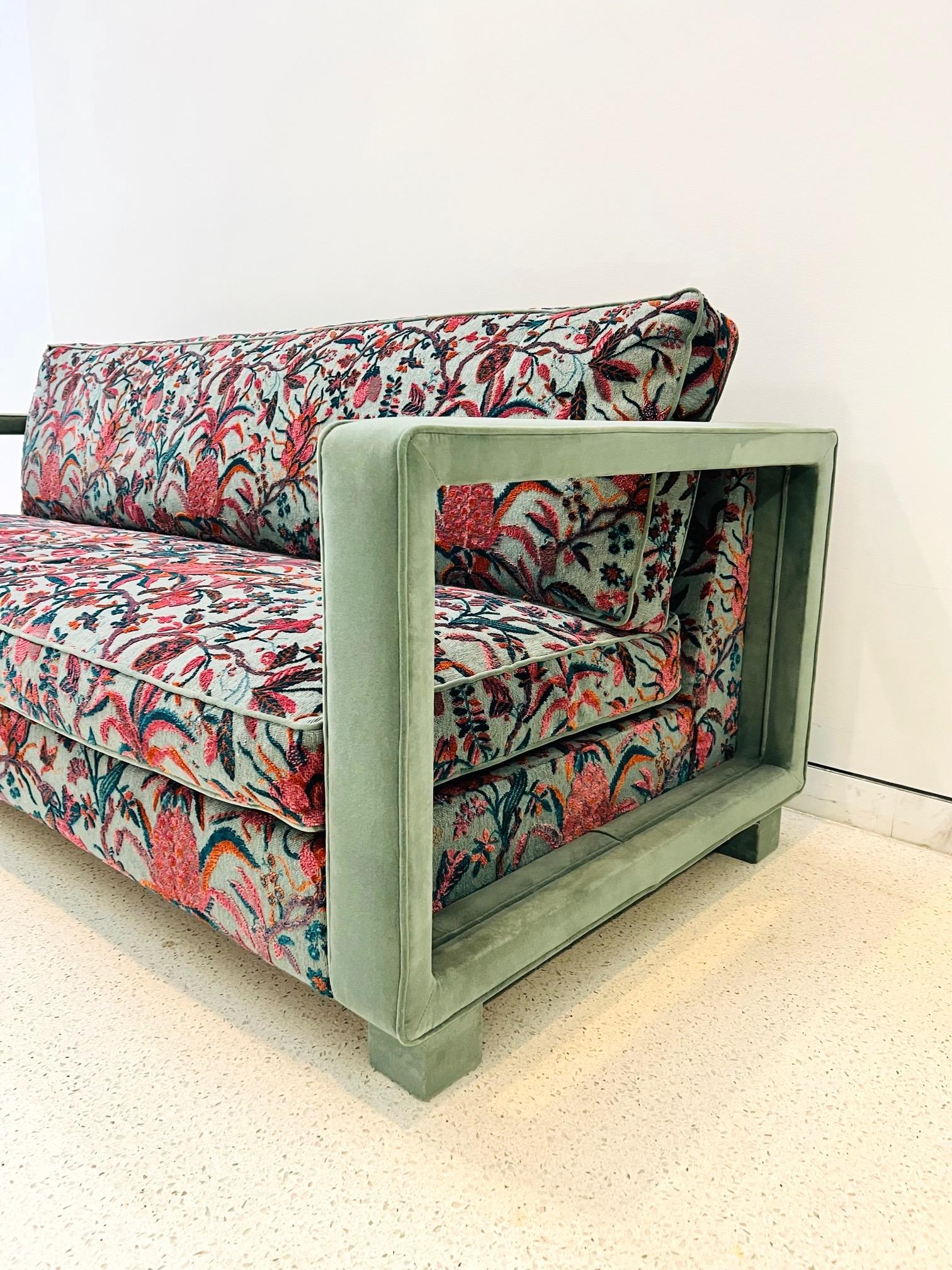 Contemporary Roman Sofa by La Maison Pierre Frey in Exquisite Openwork Velvet