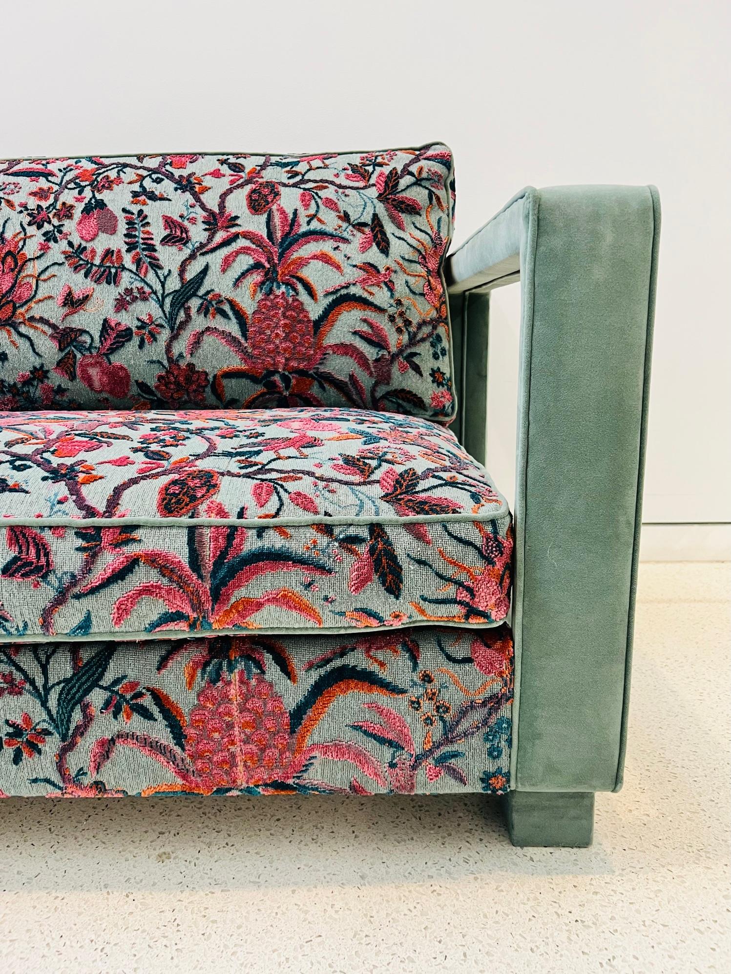 Textile Roman Sofa by La Maison Pierre Frey in Exquisite Openwork Velvet