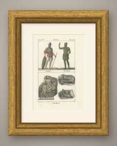 Roman Soldier, General and Cavalry Reliefs, Hand Colored Lithograph, 1842