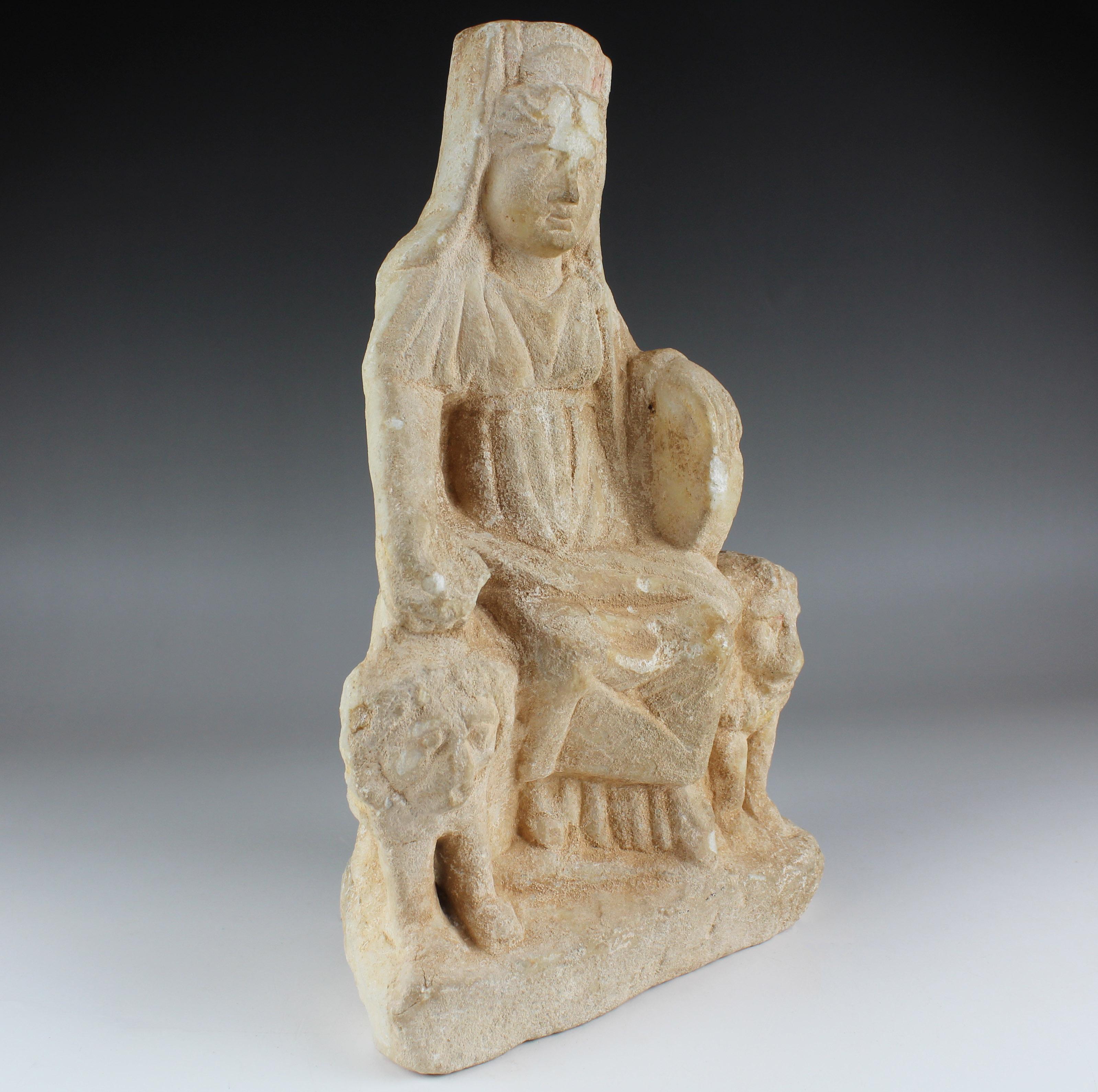 ITEM: Statue of Cybele
MATERIAL: Marble
CULTURE: Roman
PERIOD: 2nd – 3rd Century A.D
DIMENSIONS: 257 mm x 157 mm x 80 mm
CONDITION: Good condition
PROVENANCE: Ex German private collection, Bavarian, E.N., acquired between 1960 – 1990

Comes with