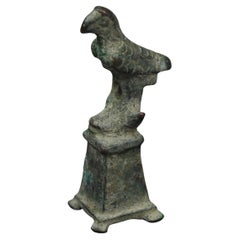 Antique Roman statuette of an eagle on pedestal