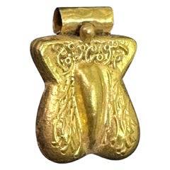 Collana con ciondolo amuleto di fertilità in stile romano in oro 20 carati con fallo e pene