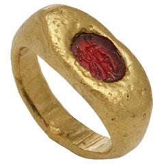 Authentic Roman Intaglio 18 kt Gold Ring depicting Goddess Athena ...