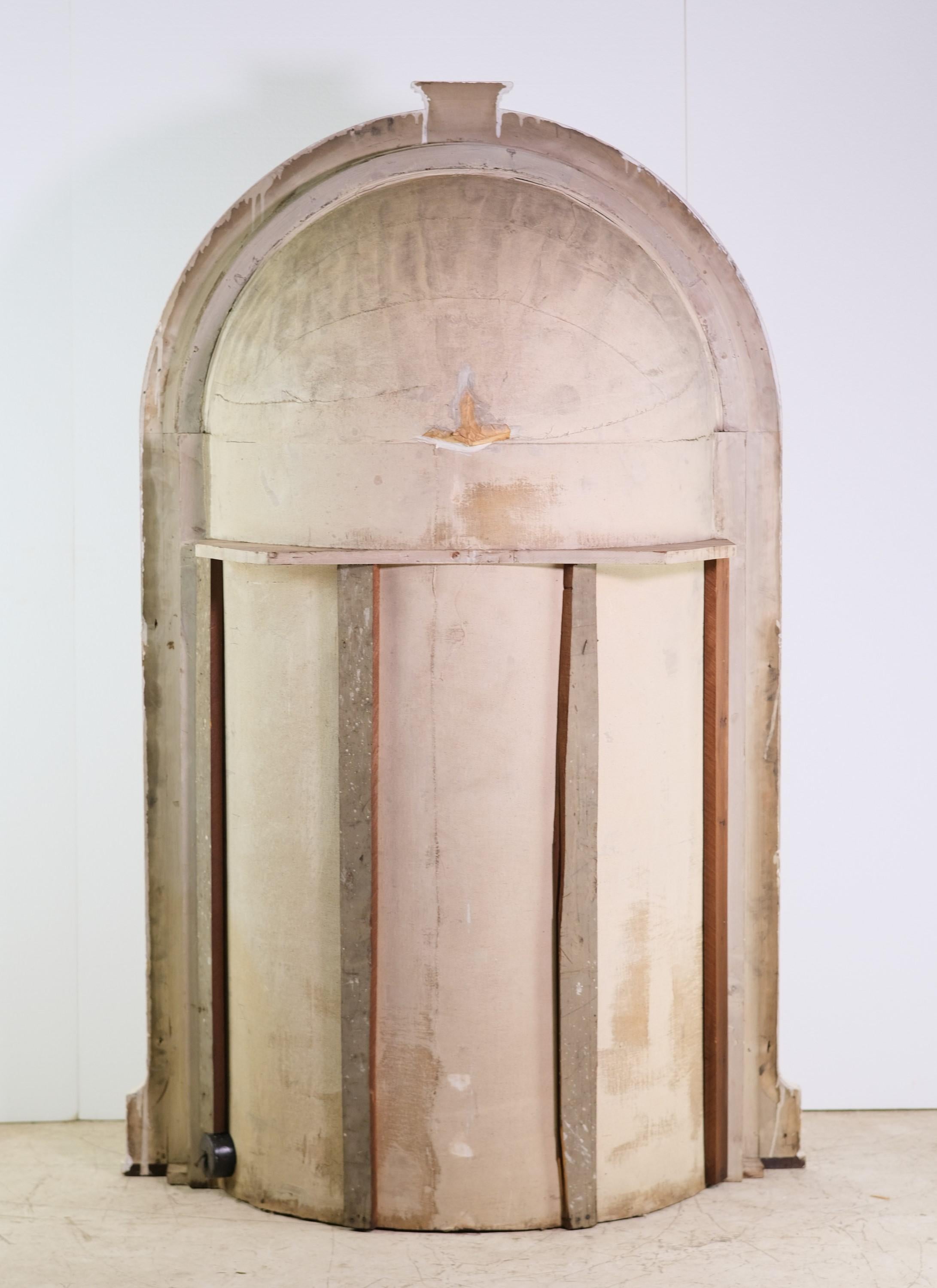 Wood Roman Style Arched Alcove Keystone Top Interior Shelf