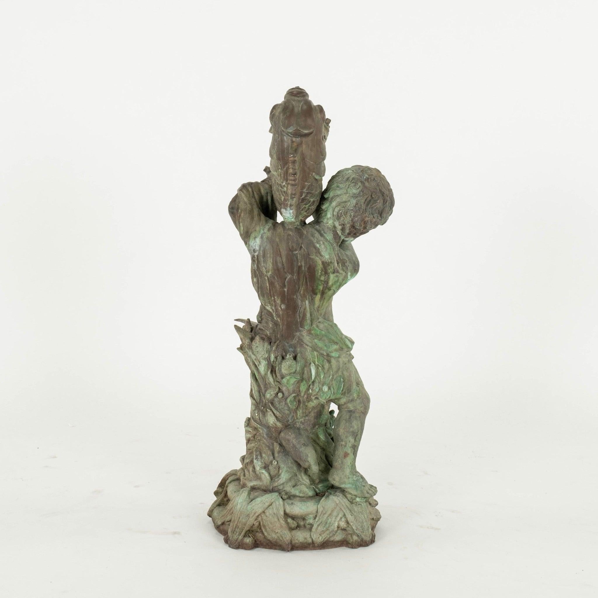 Estatua de bronce estilo romano Putti Fuente Romano clásico en venta