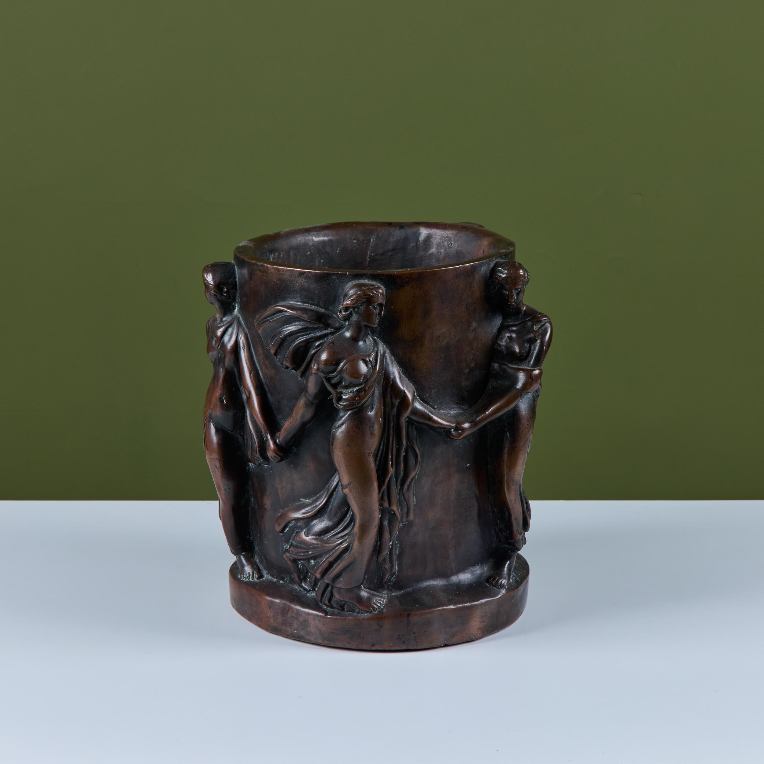Roman Style Bronzed Plaster Planter For Sale 4
