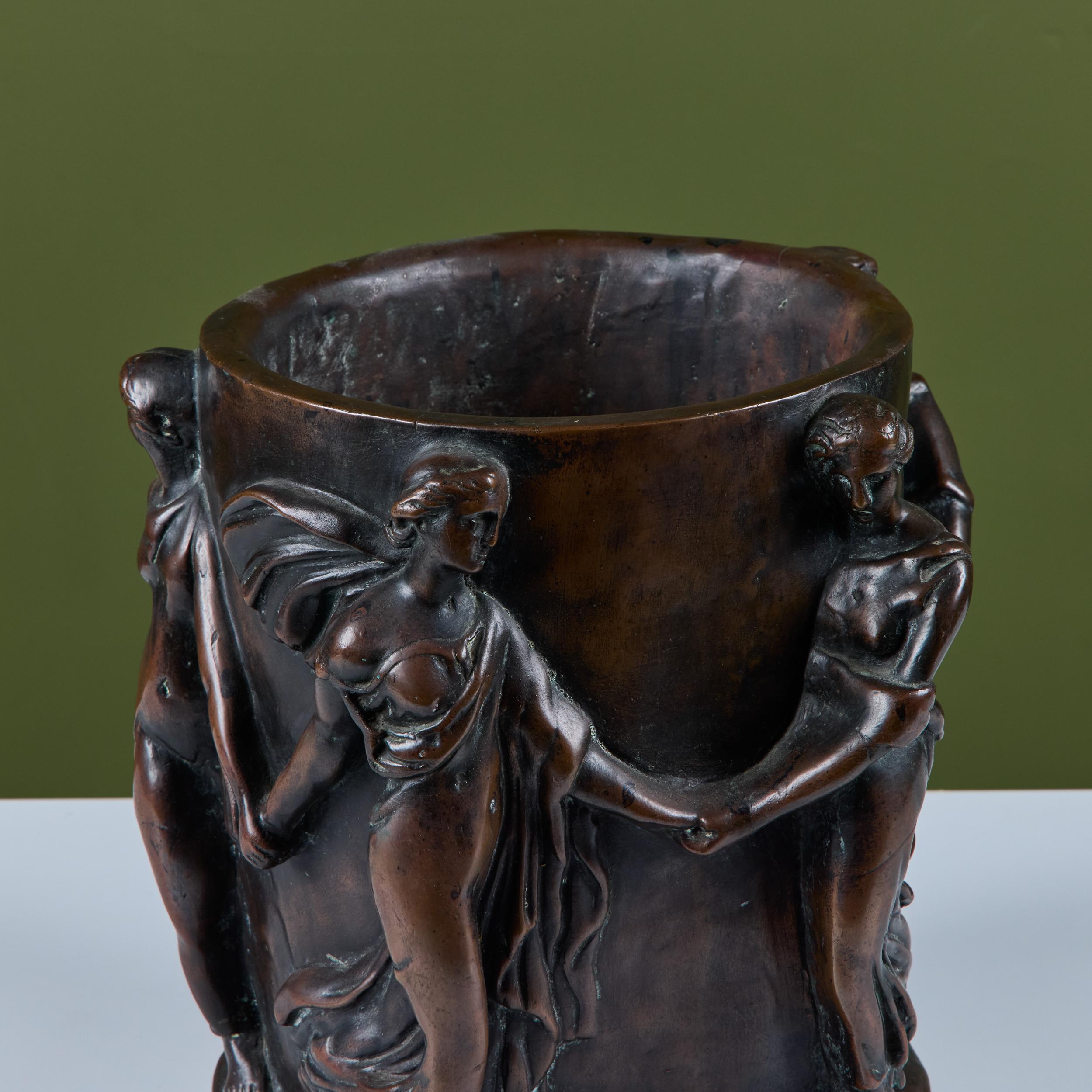 Roman Style Bronzed Plaster Planter For Sale 5