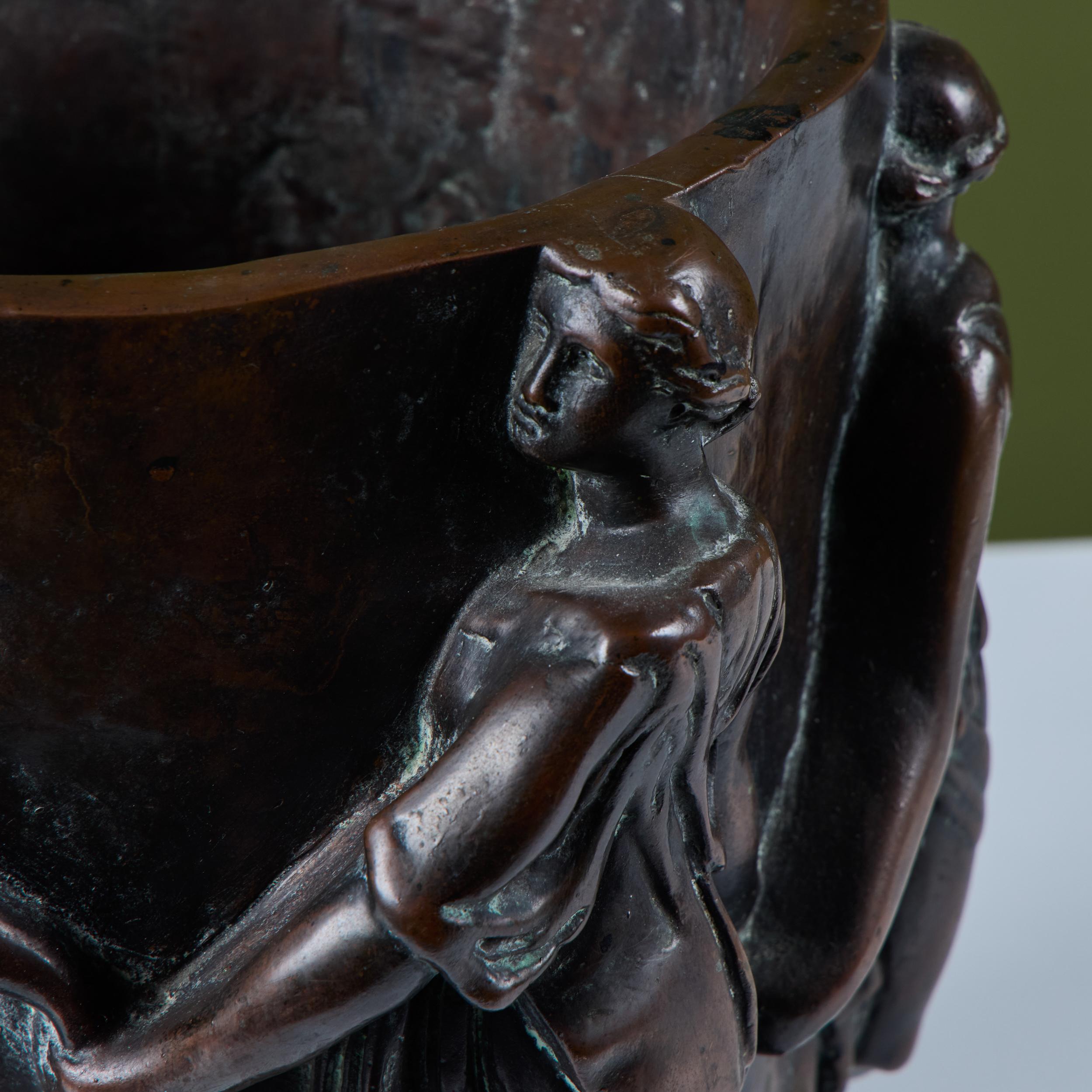 American Roman Style Bronzed Plaster Planter For Sale