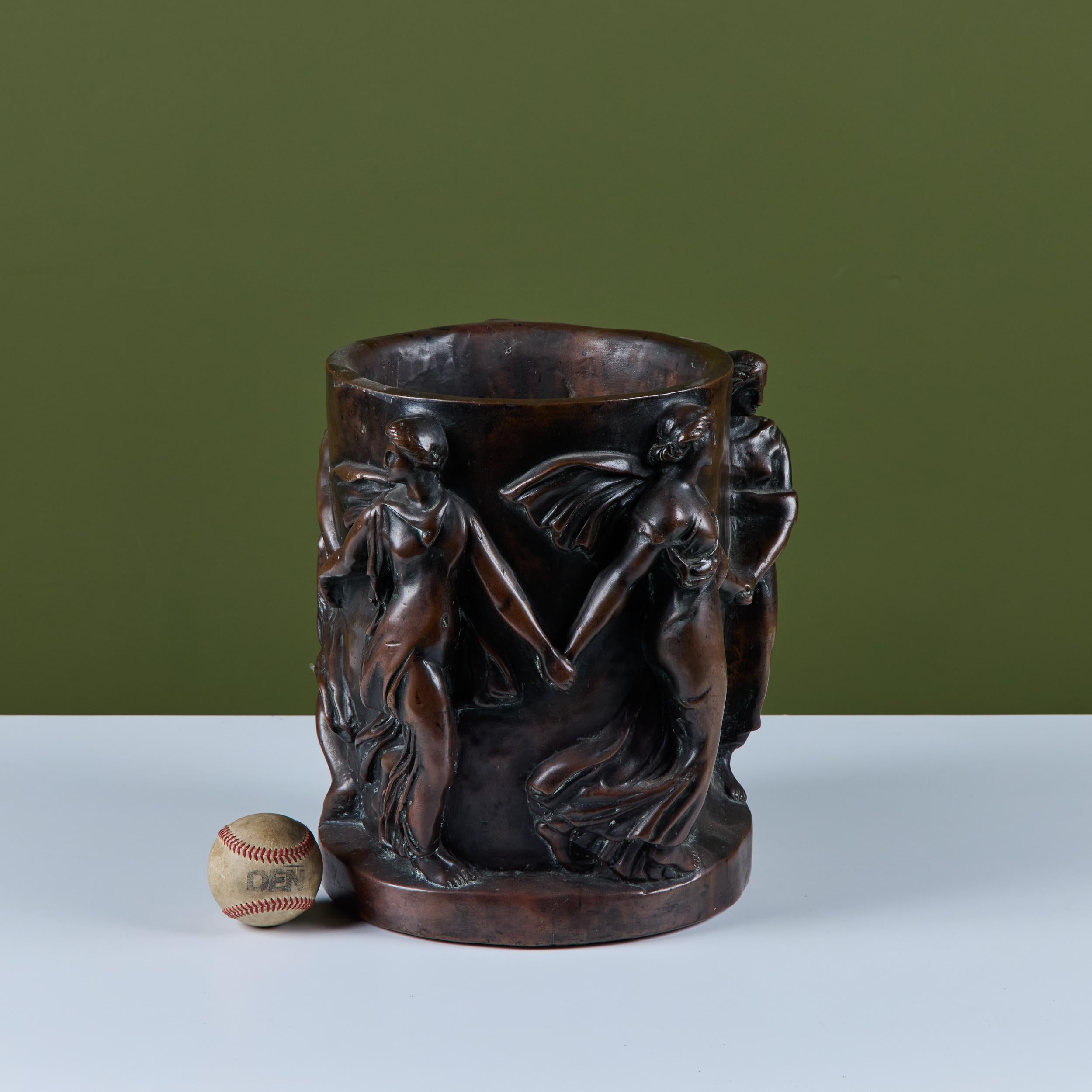 Glazed Roman Style Bronzed Plaster Planter For Sale