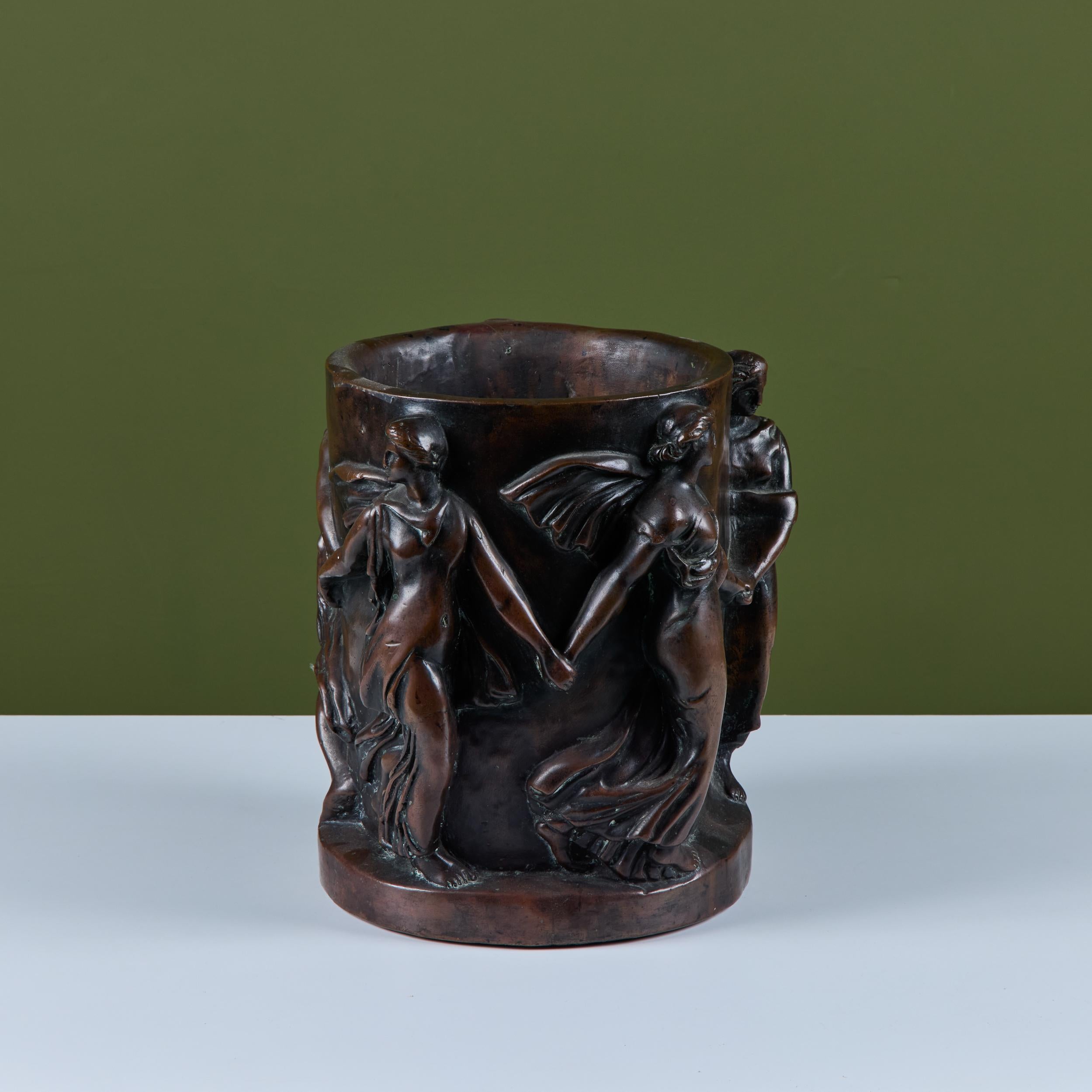 Roman Style Bronzed Plaster Planter In Good Condition For Sale In Los Angeles, CA
