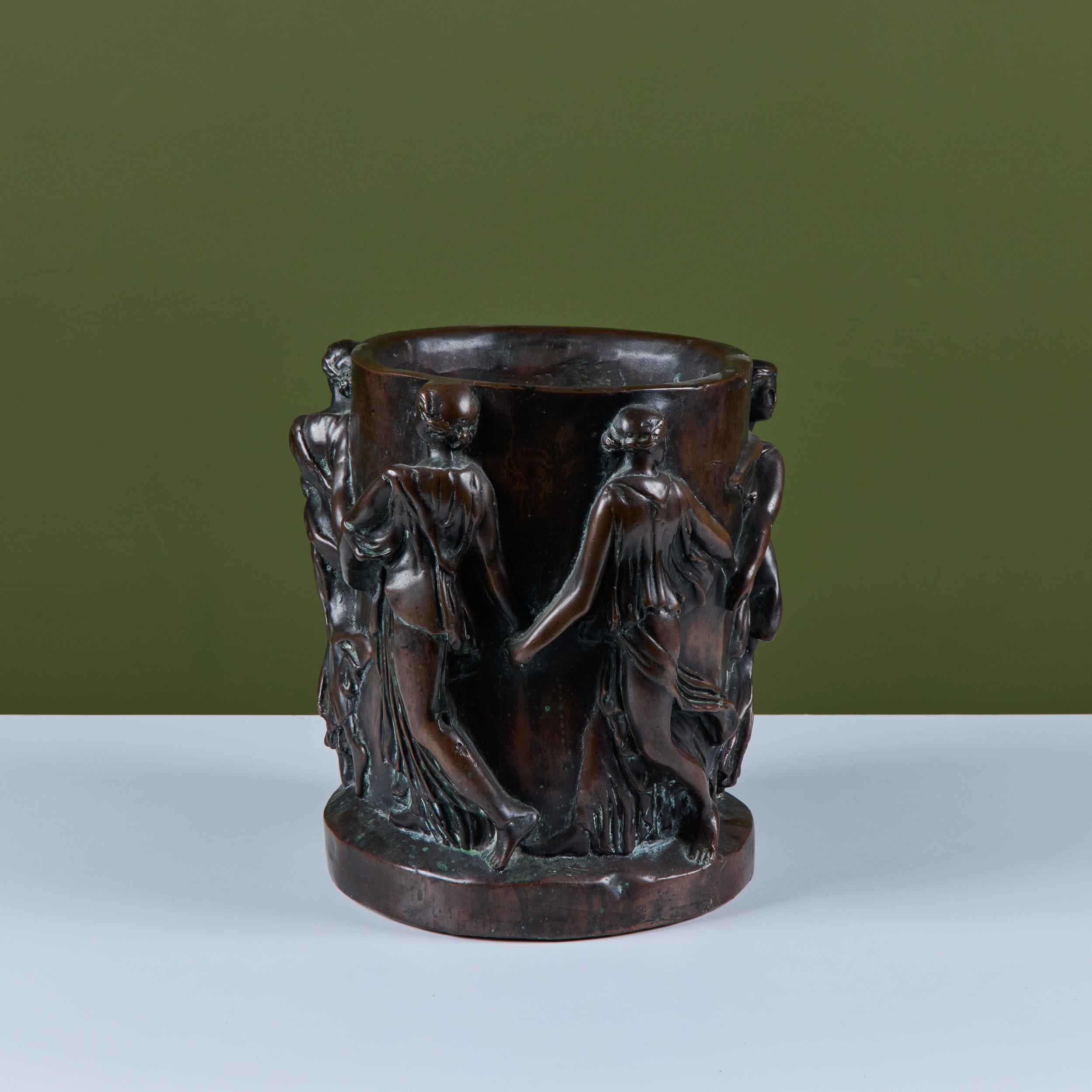 Roman Style Bronzed Plaster Planter For Sale 1