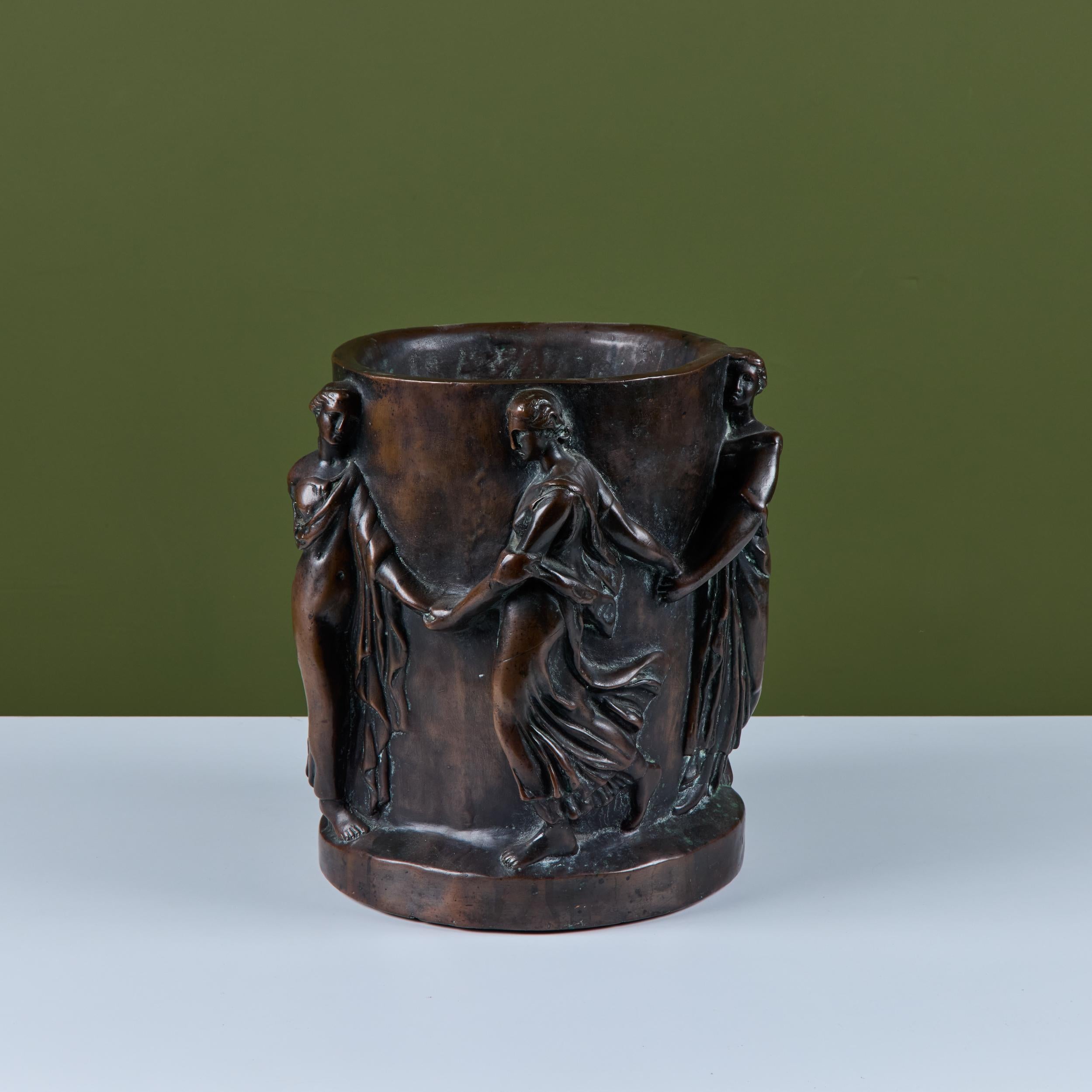 Roman Style Bronzed Plaster Planter For Sale 3