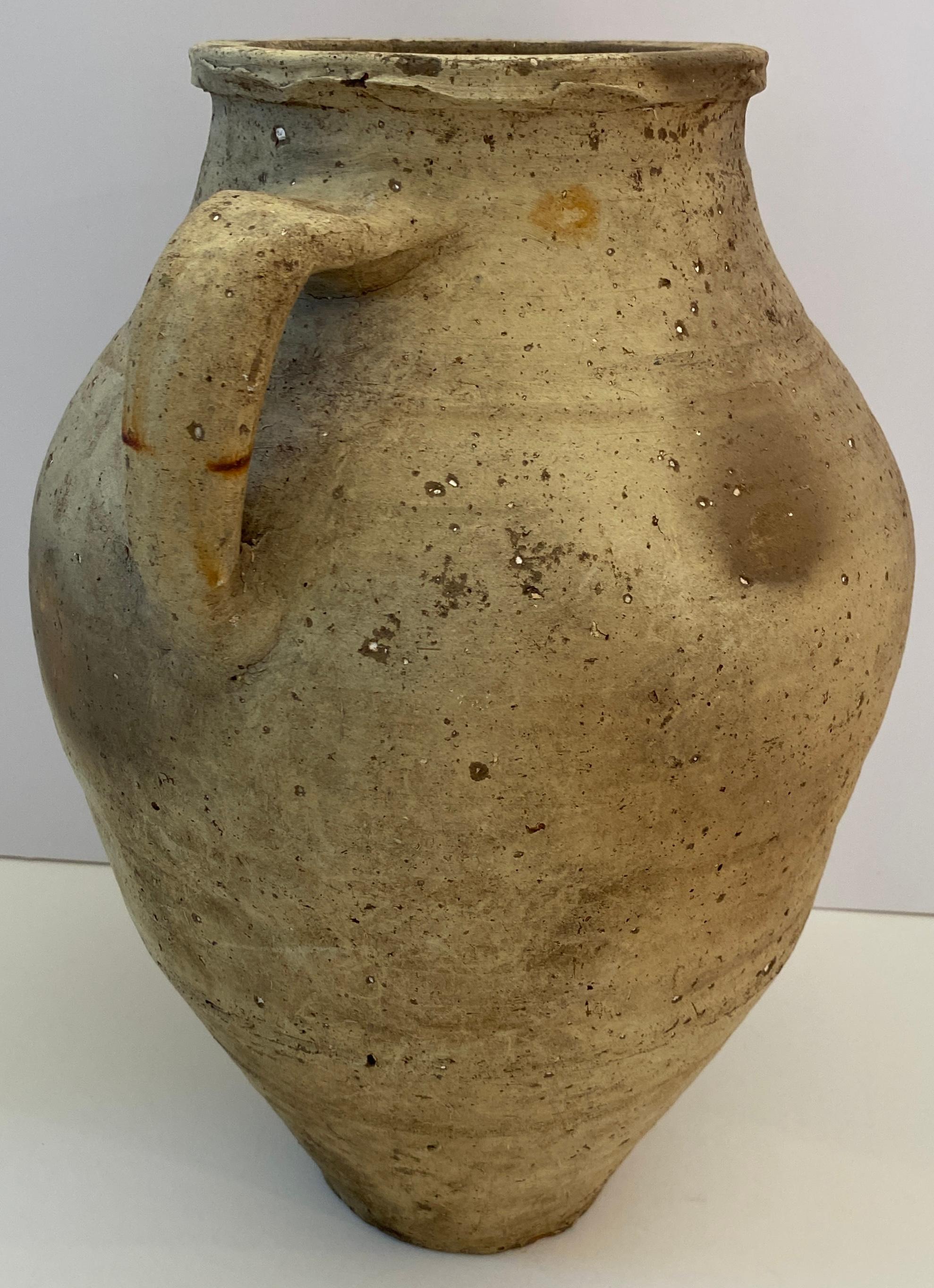XX secolo Unglazed Roman Style Clay Pot with Handles, Decorative Pots in vendita