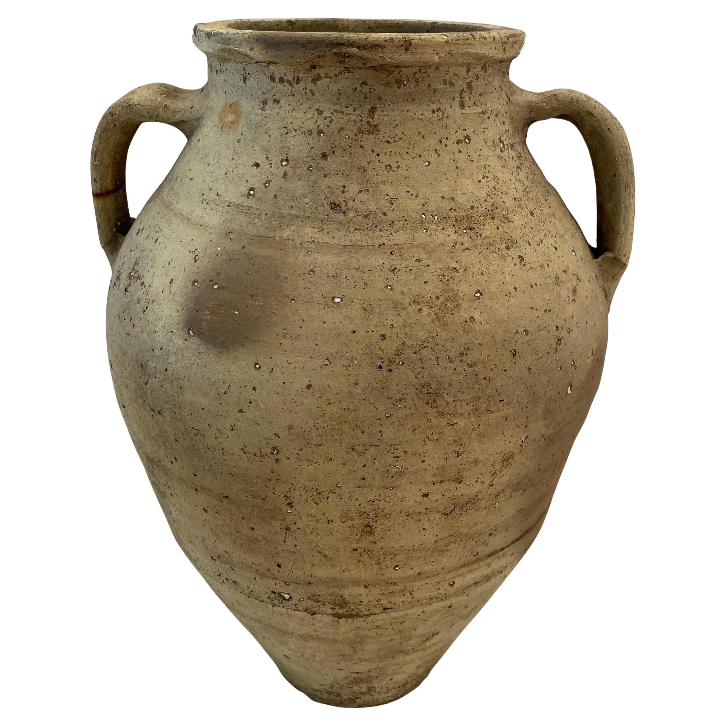 Unglazed Roman Style Clay Pot with Handles, Decorative Pots