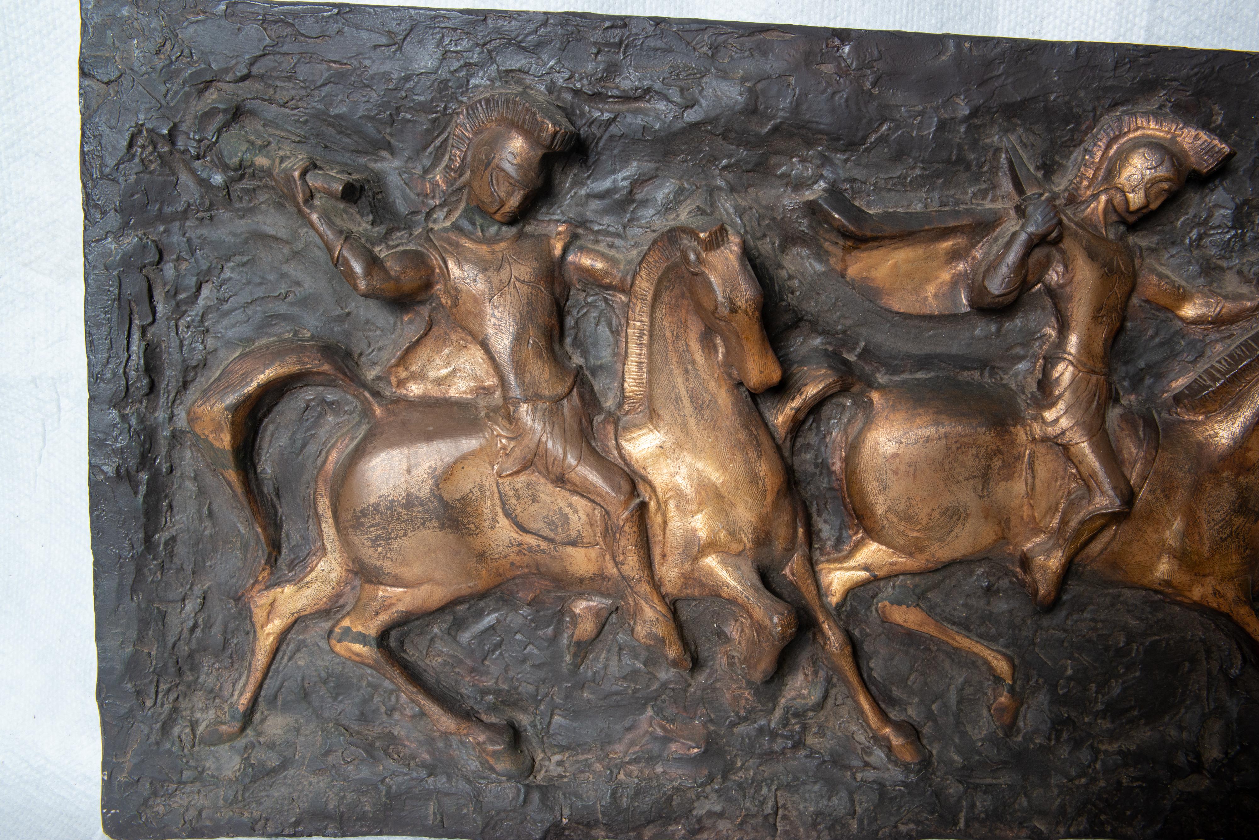 Molded Roman style Frieze Soldiers on Horseback, Fiberglass For Sale