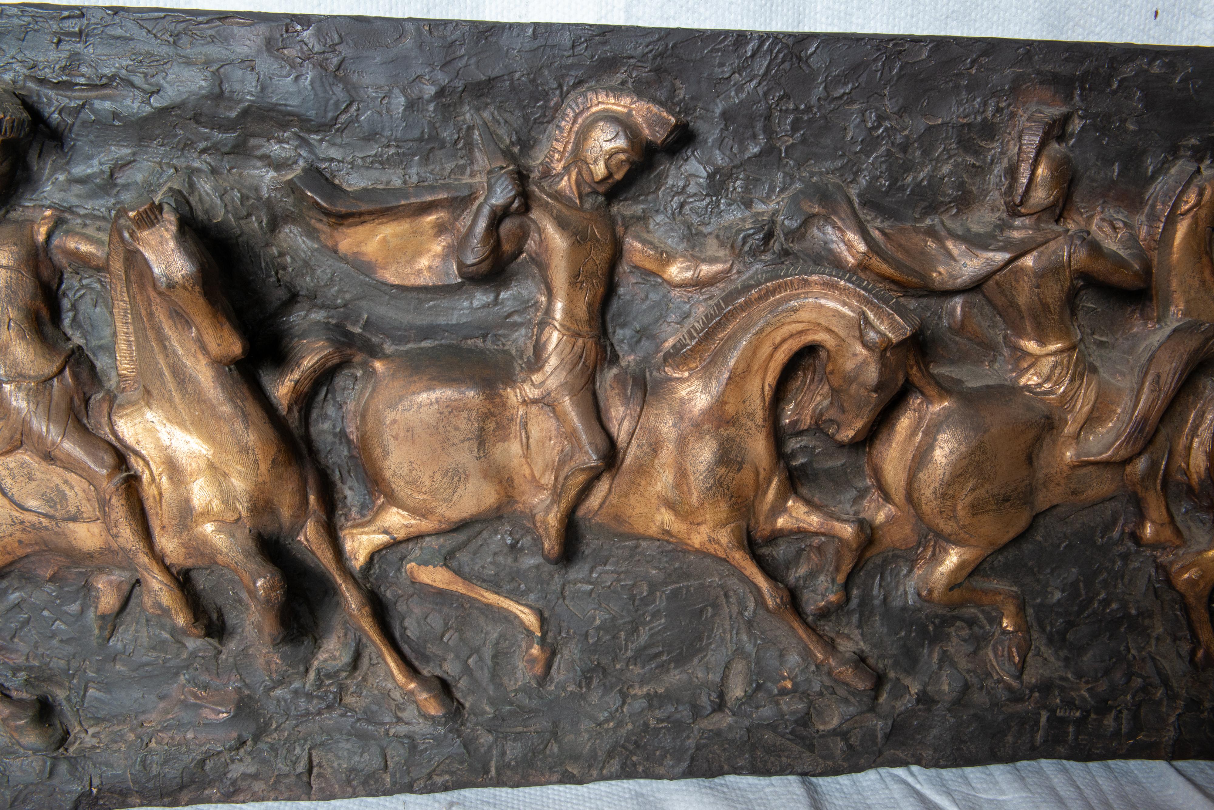 Molded Roman style Frieze Soldiers on Horseback, Fiberglass