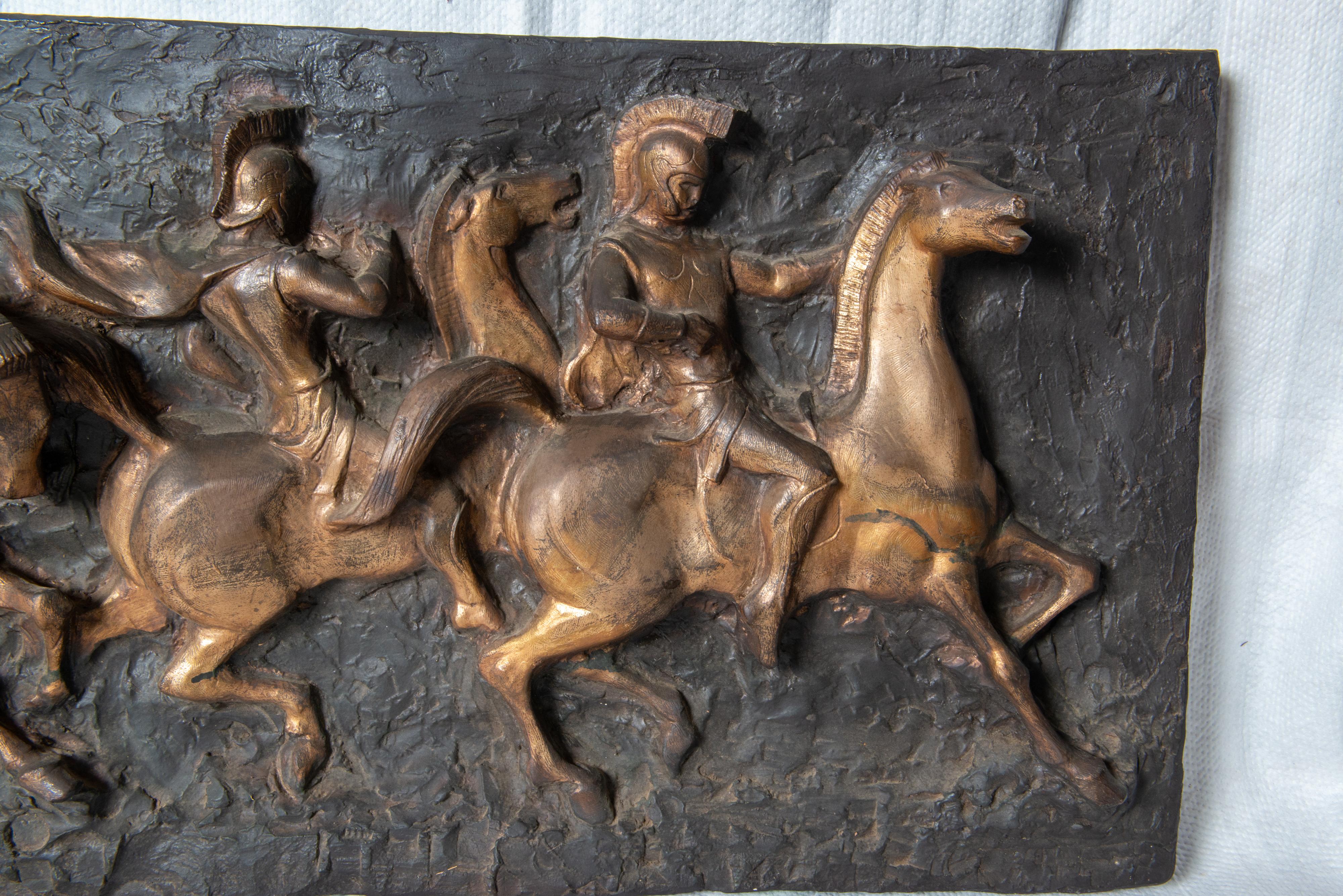 Mid-20th Century Roman style Frieze Soldiers on Horseback, Fiberglass