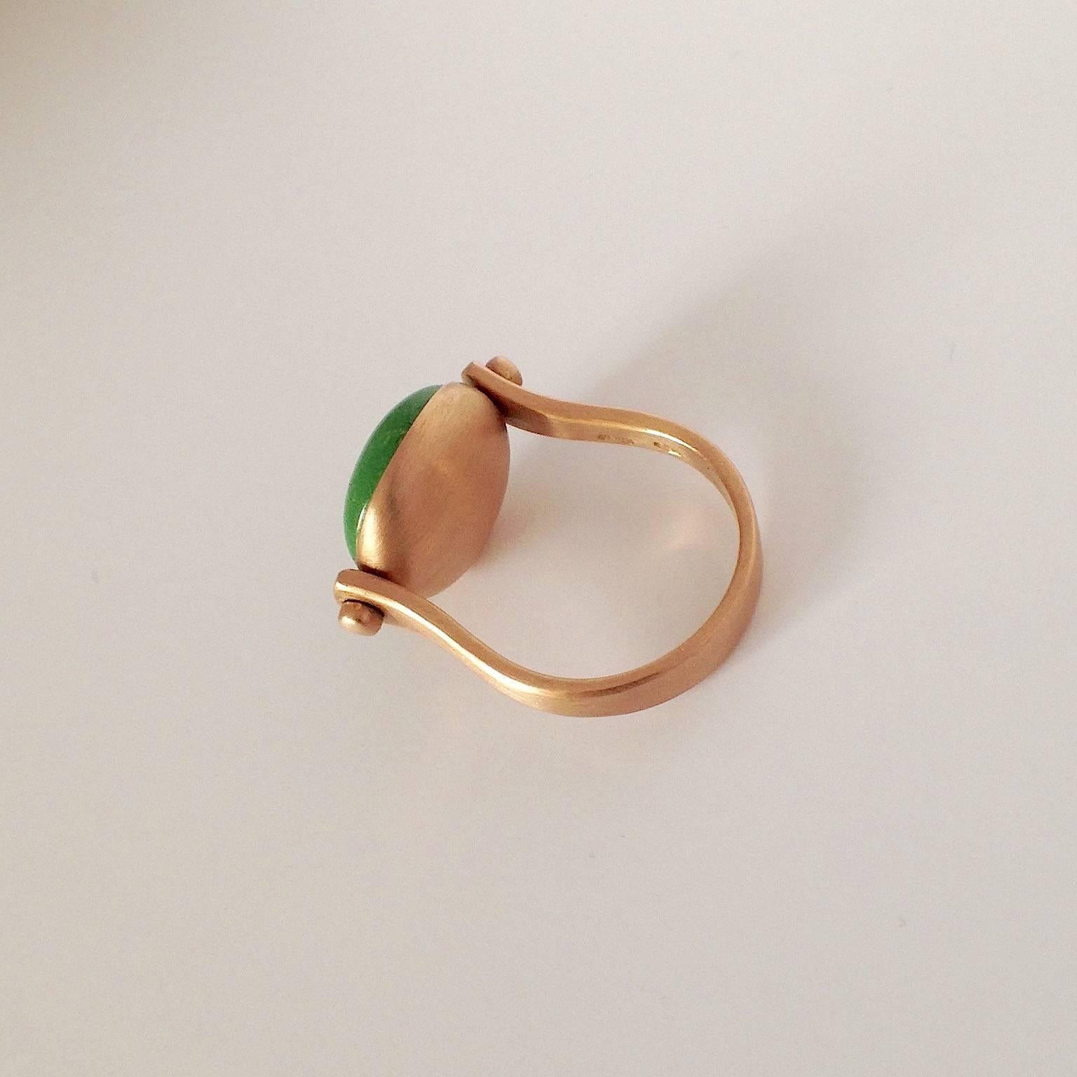 Classical Roman Roman Style Green Turquoise Pink 18Kt Gold Reversible Made in Italy Ring For Sale