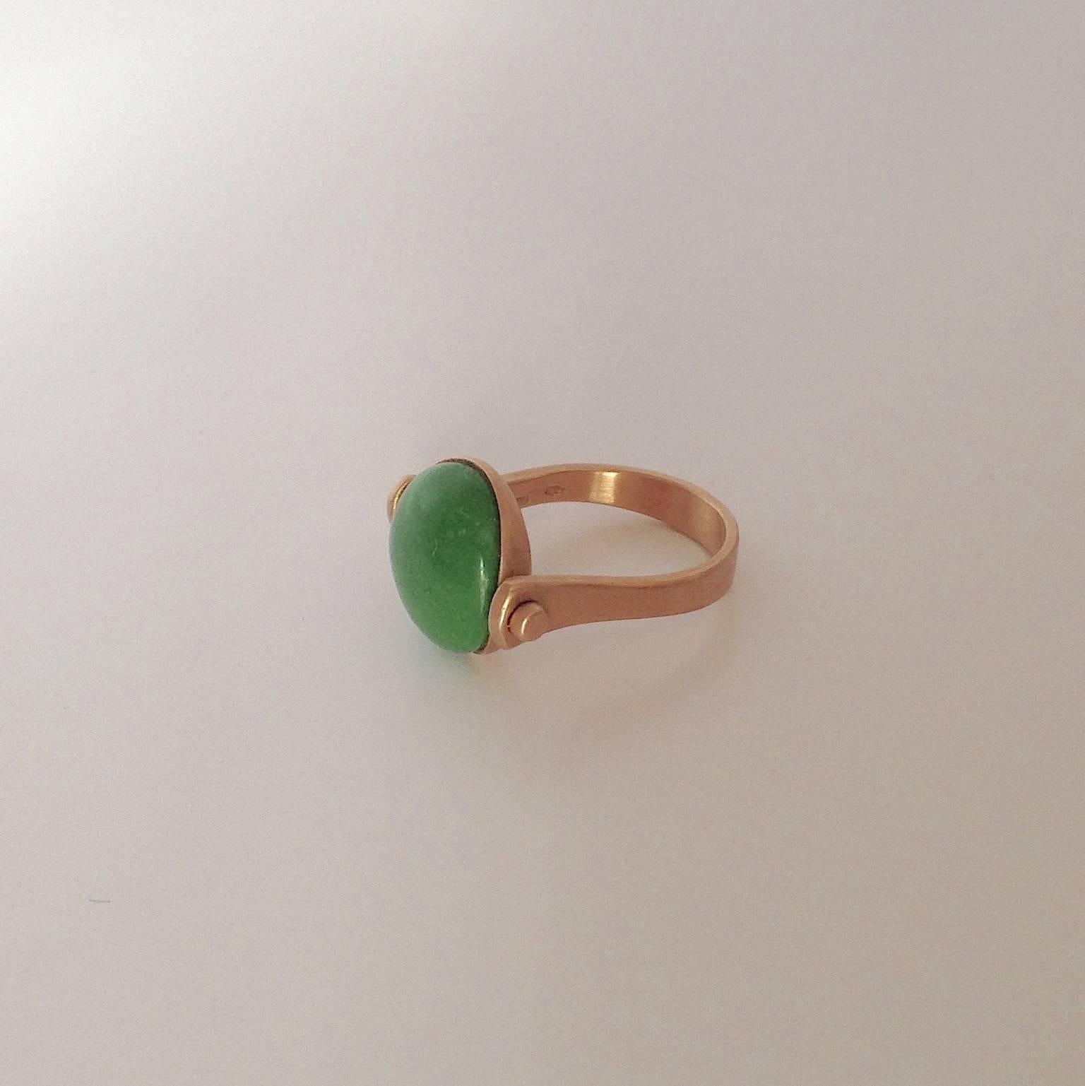 Round Cut Roman Style Green Turquoise Pink 18Kt Gold Reversible Made in Italy Ring For Sale