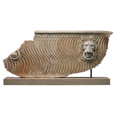 Roman Style Marble Strigilated Sarcophagus Fragment