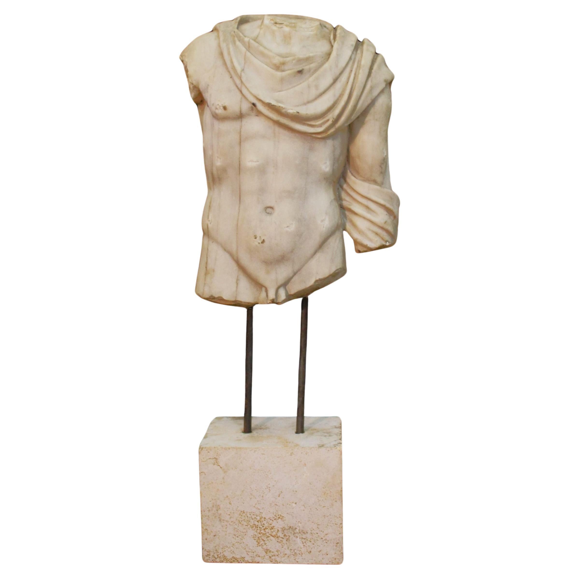 Roman style marble togatus torso For Sale