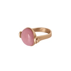 Petronilla Roman Style Pink Opal 18Kt Gold Reversible Ring Made in Italy
