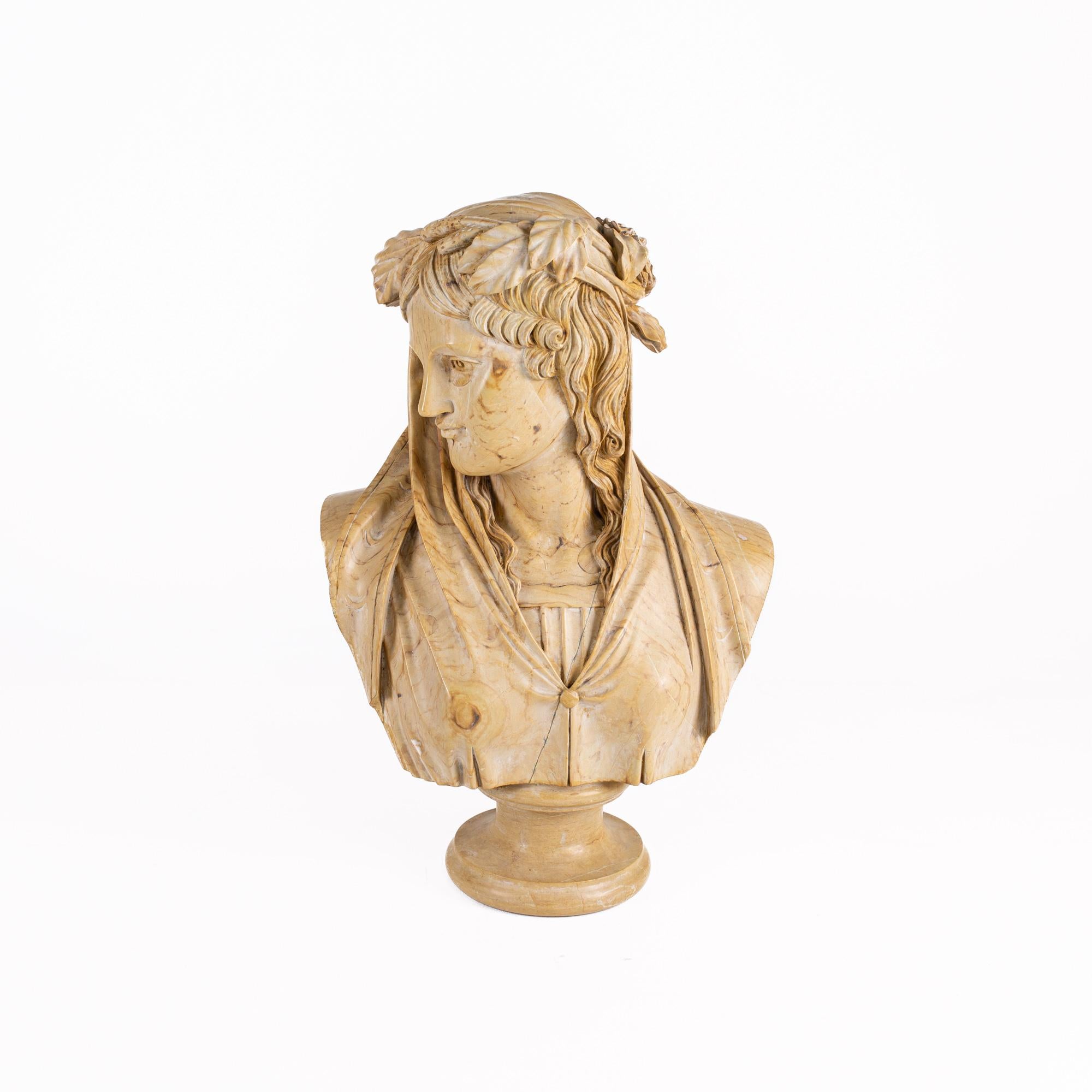 Roman style solid marble bust

This bust measures: 15 wide x 10 deep x 23 inches high

This piece is in Great Vintage Condition with minor marks, dents, and wear.

We take our photos in a controlled lighting studio to show as much detail as