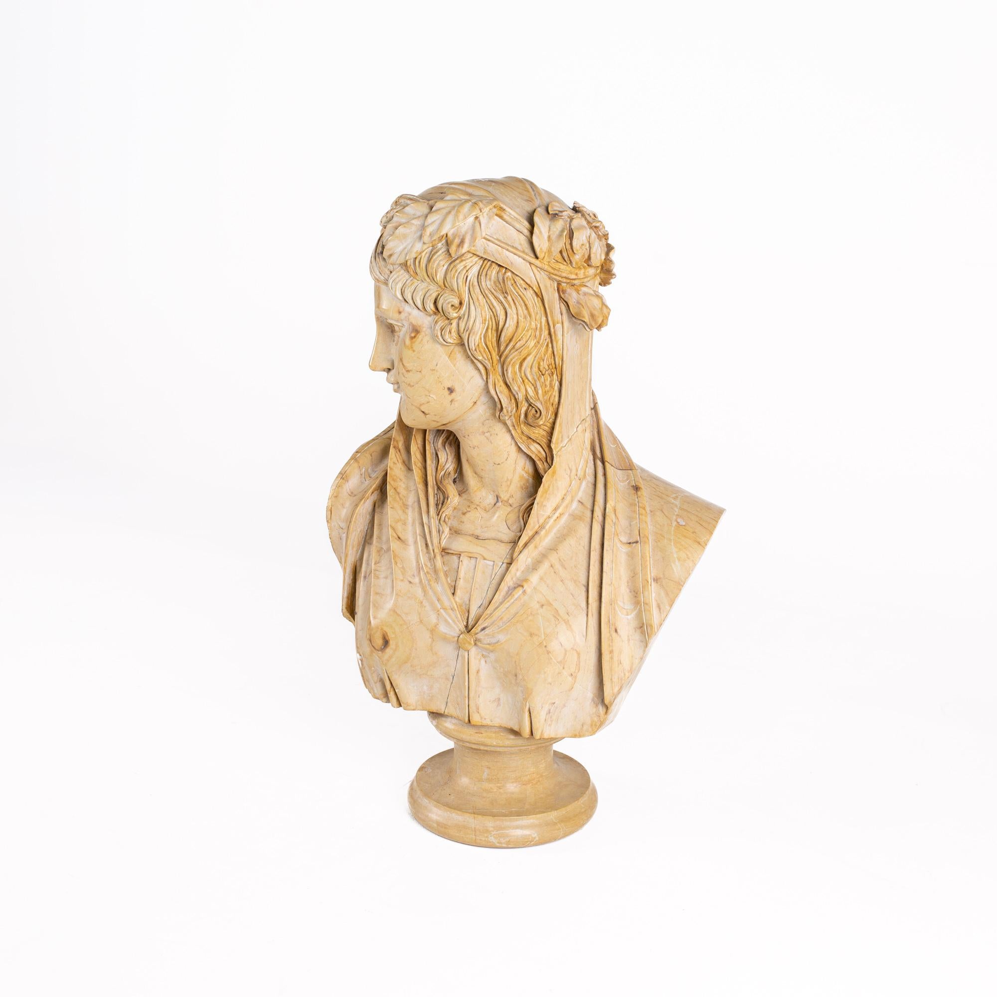 Classical Roman Roman Style Solid Marble Bust For Sale