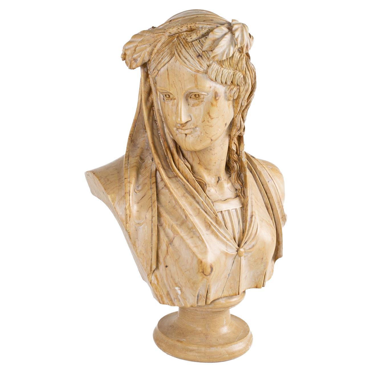 Roman Style Solid Marble Bust For Sale