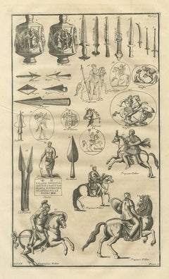 Roman Swords, Spearheads and Cavalry from Trajan's Column, Montfaucon, 1722