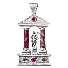 Roman Temple with Imperial Marbles (Porphyry and Serpentine) and Rubies Pendant