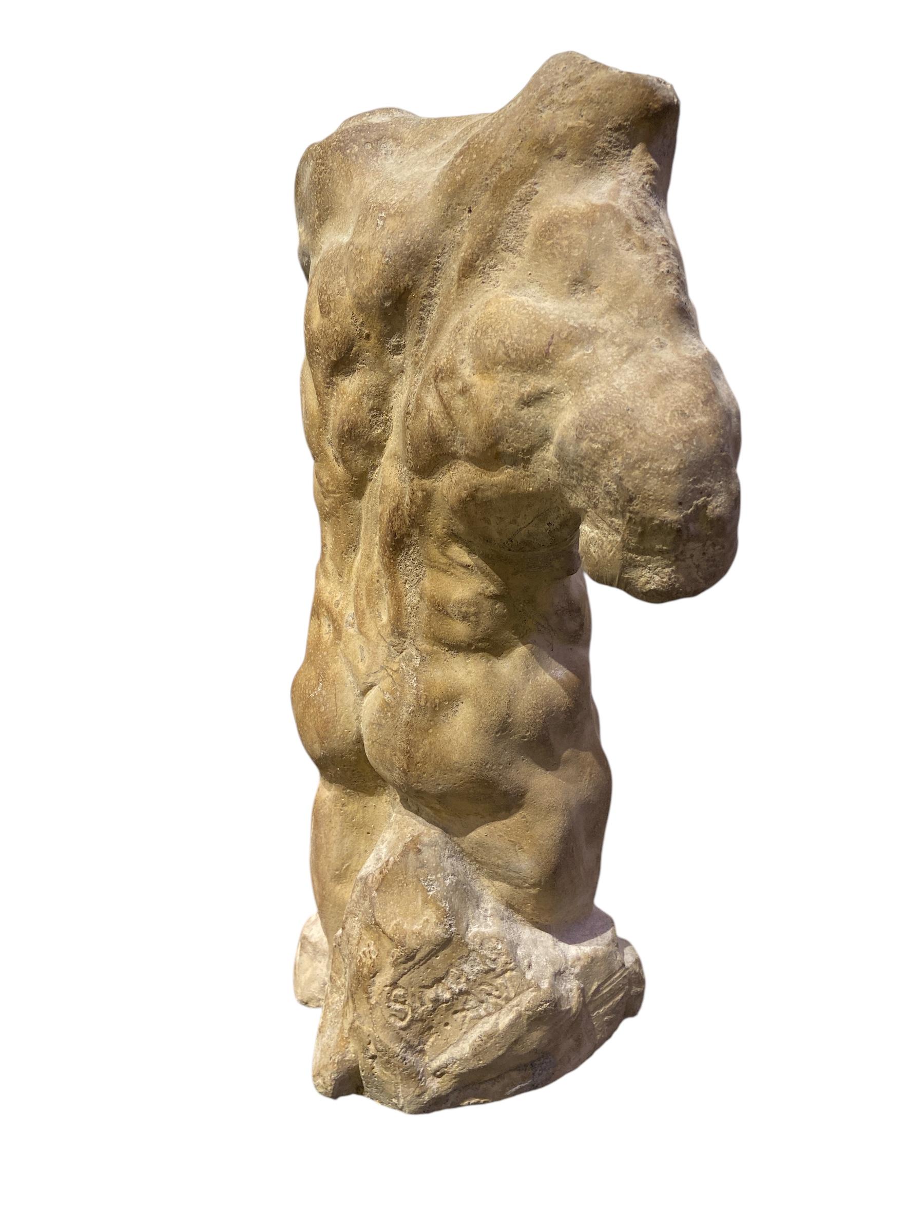 Hand-Crafted Roman torso in stone For Sale