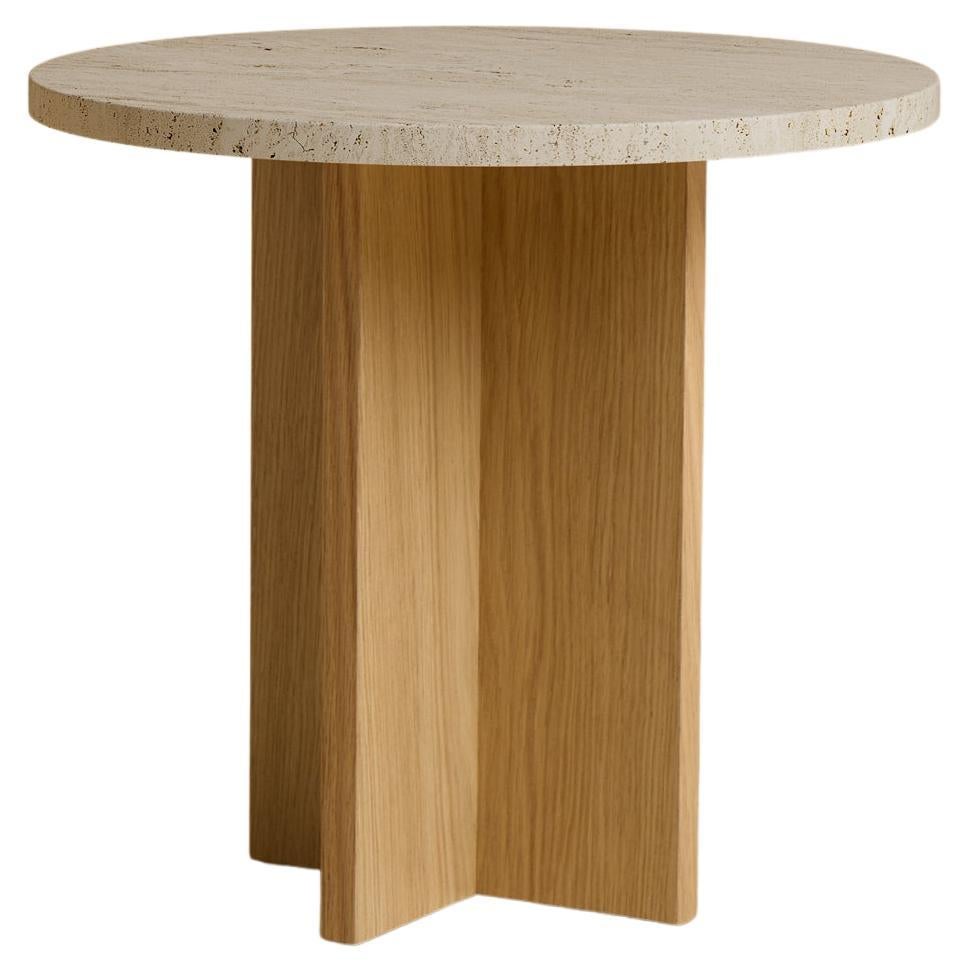 Table d'appoint Roman en travertin et chêne Sherman par Lebanto