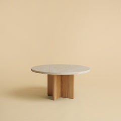 Roman Light Gold Travertine and Natural Oak Coffee Table by Lebanto