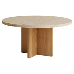 Tavolino romano in travertino e Oak Tinian di Lebanto