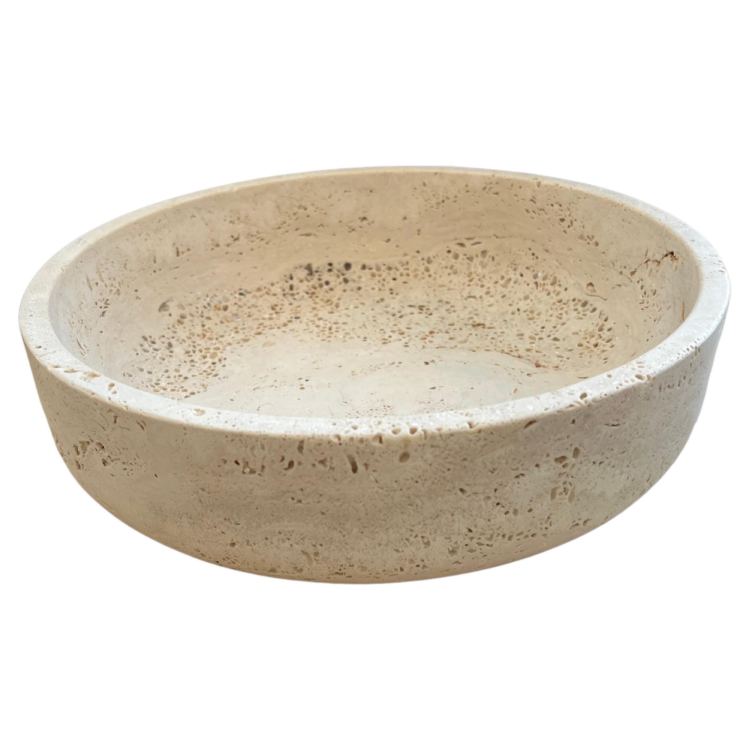Roman Travertine Bowl by Le Lampade For Sale