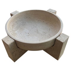 Roman Travertine Bowl on Stand by Le Lampade