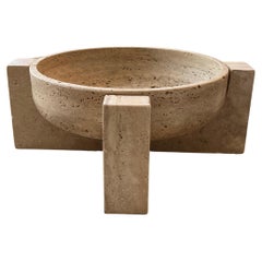 Roman Travertine Bowl on Stand by Le Lampade