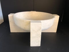 Roman Travertine Bowl on Stand