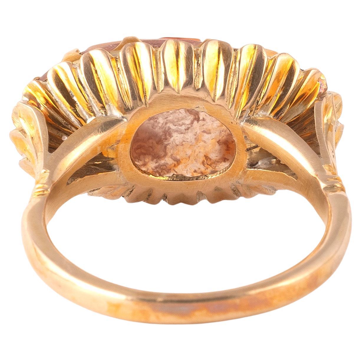 Non taillé Bague camée romaine représentant deux putti en agate rose 3e/4e siècle en vente