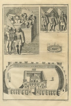Roman Walled Camp Enclosures and Soldiers, Montfaucon Engraving, 1722