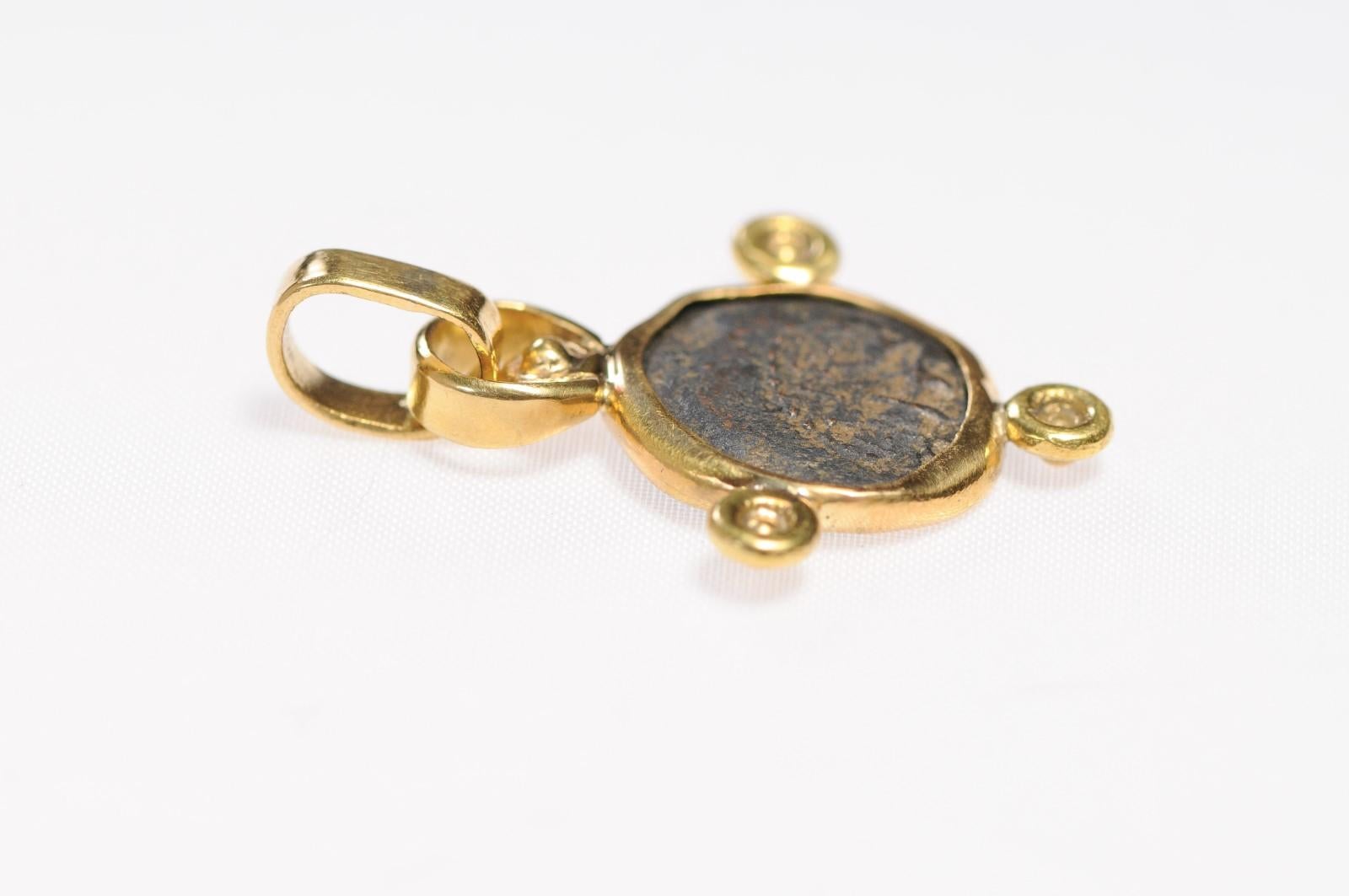 Roman Widow's Mite Coin, 22kt Gold Pendant (pendant only) In Excellent Condition For Sale In Atlanta, GA