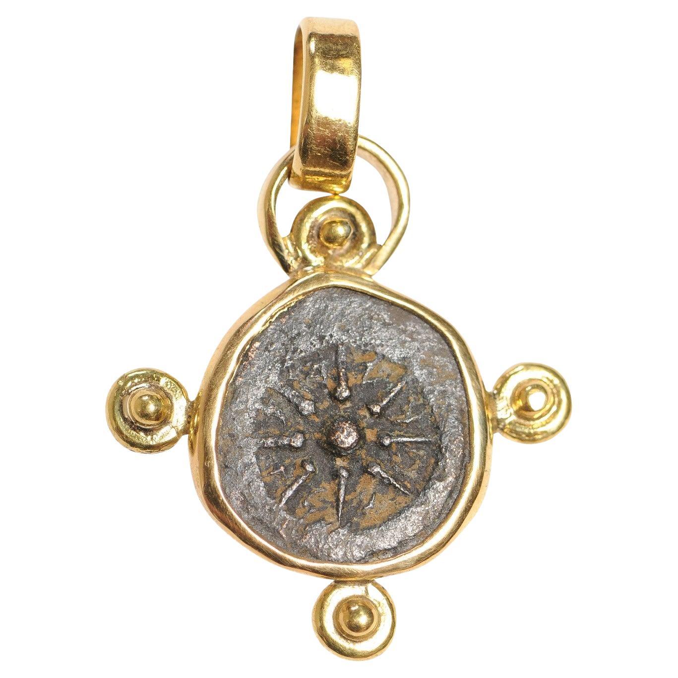Coin Mite de la veuve romaine, pendentif en or 22 carats (pendant uniquement) en vente