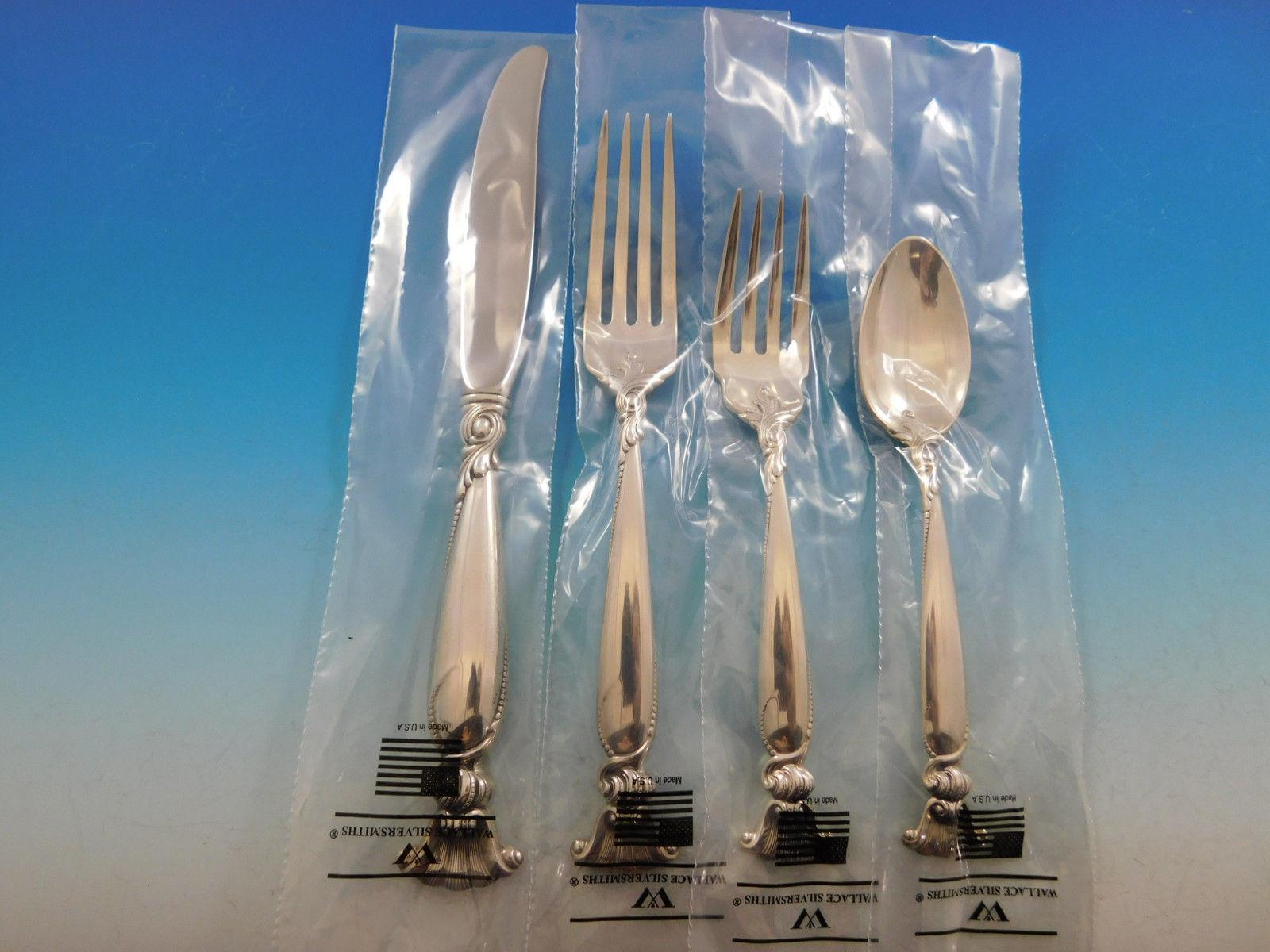 Romance of the Sea, Wallace Sterling Silver Flatware Set 8 Service 42 Pieces New In Excellent Condition In Big Bend, WI