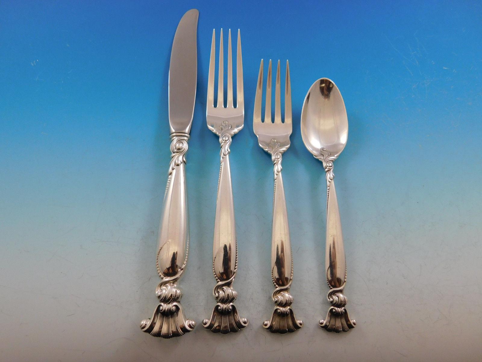Romance of the Sea by Wallace Sterling Silver Flatware Set for 12 Service 72 pcs In Excellent Condition In Big Bend, WI