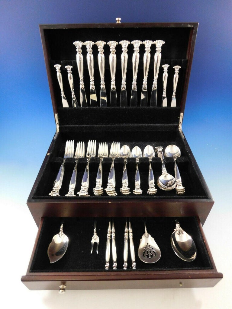 Romance of the sea by Wallac sterling silver flatware set - 52 pieces. This set includes:

8 knives, 9 1/8