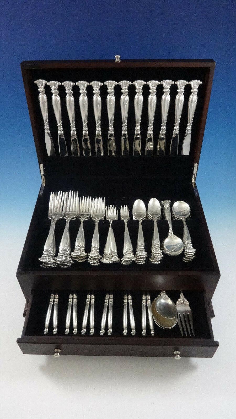 Romance of the sea by Wallace sterling silver flatware set - 88 pieces. This set includes:

12 knives, 9 1/8